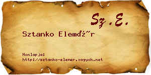 Sztanko Elemér névjegykártya